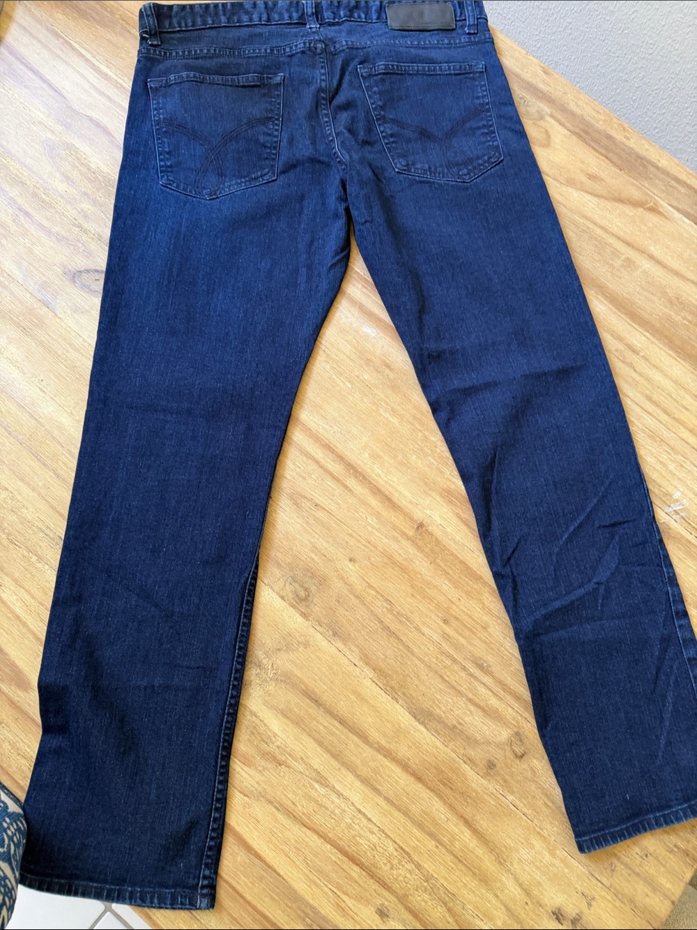 Men's 34x30 Dark Blue Slim-Fit Straight-Leg Jeans